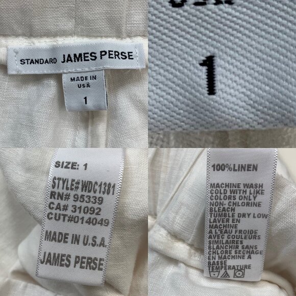 James Perse Standard Linen Pants 1 S Small White - Picture 4 of 12
